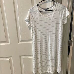 Chic Striped White and Gray Mini Dress